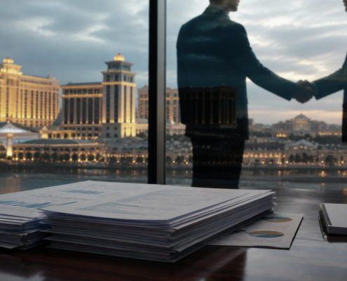 Unbranded casino company acquisition documents and financial market scene