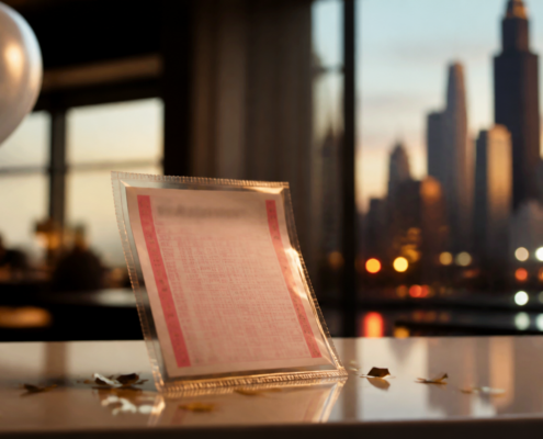 Unbranded Illinois lottery jackpot editorial scene