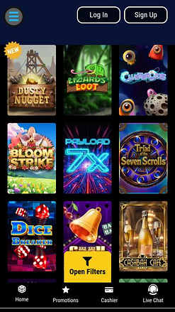 Jackpot Wheel’s mobile game selection from Chipy.